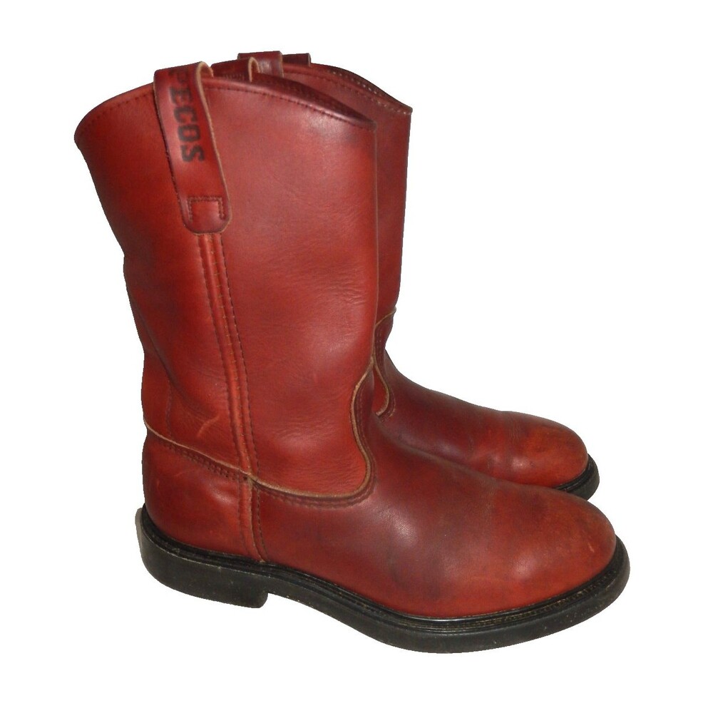 Vintage 90's Red Wing Pecos Leather Work Boots 1104 Men's 9.5 D Russet Soft Toe